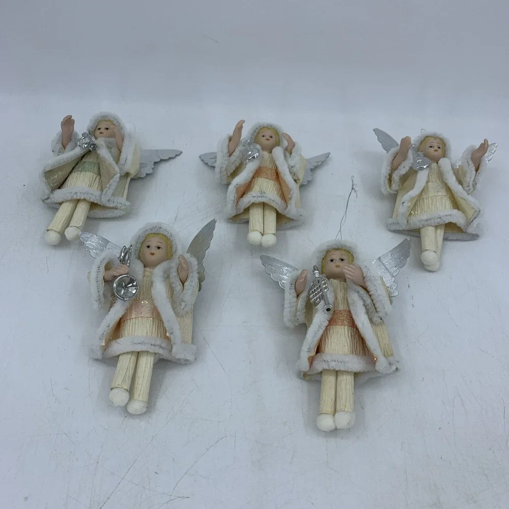 Vintage Christmas Holiday Ornaments Musical Angels Paper Victorian Cottagecore 5
